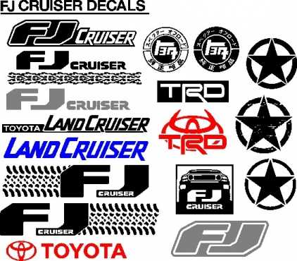FJ Cruiser door and bonnet decals - Stars, tracks - many designs