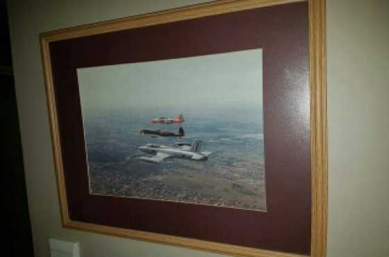 Four framed SAAF aircraft photo memorabilia