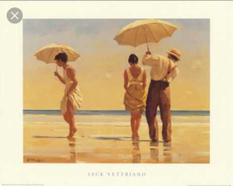 Framed Vettriano print for sale.  1.27m wide x 1.10m in length. Gold frame.