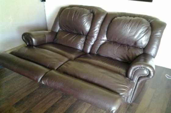 Genuine Leather double recliner couch (colour chocolate brown)