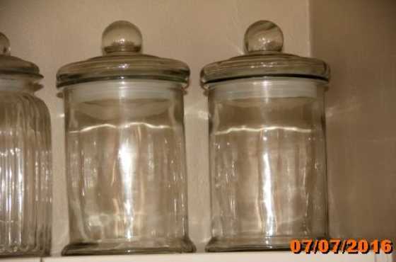 Glass canisters (cookie jars) with lids for sale for R500