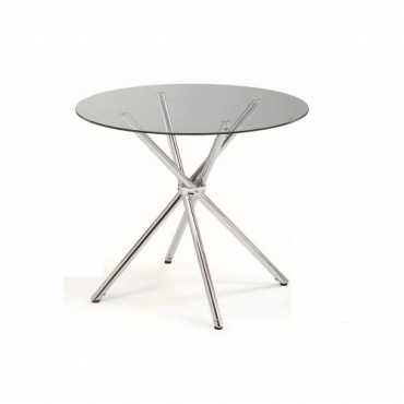 GLASS ROUND CAFE TABLE WITH METAL LEGS