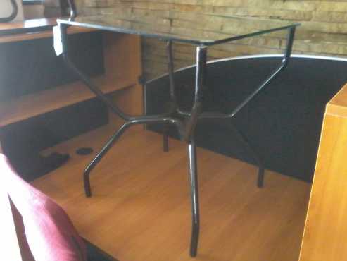 Glass Square Table with Metal Legs