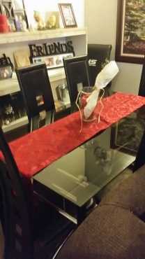 Glass Top Dining Room Table with 6 high back chairs
