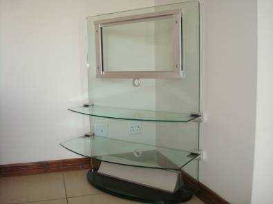 Glass TV stand with shelves