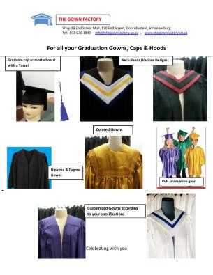 Graduation Gowns, Caps and belts