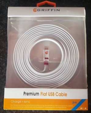Griffin Premium Flat USB  3 meter Cable (Brand new stock)