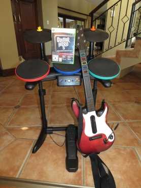 Guitar Hero 5 with guitar and drum kit for XBox 360