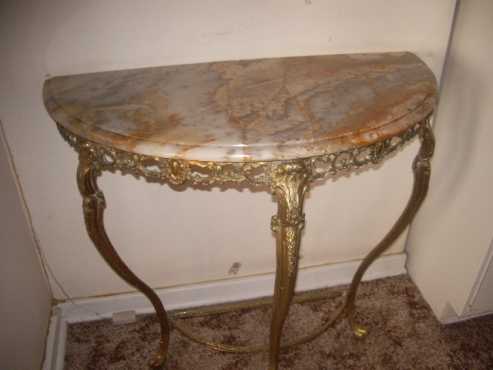 Half Moon Onyx and Brass Table