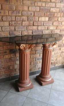 Halfmoon glass table