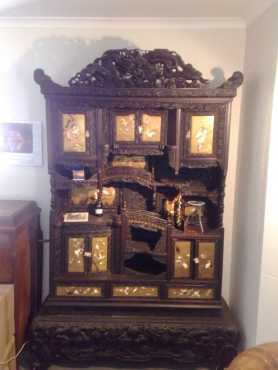 Hand carved Japanese quotShodana Display Cabinetquot