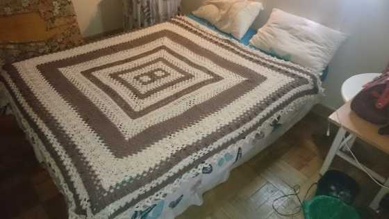 Handmade crochet double bed throw