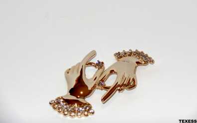 HANDY GOLD CRUSTED BROOCH amp EARRINGS