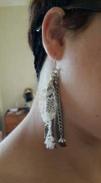 Hanging gypsy material earrings