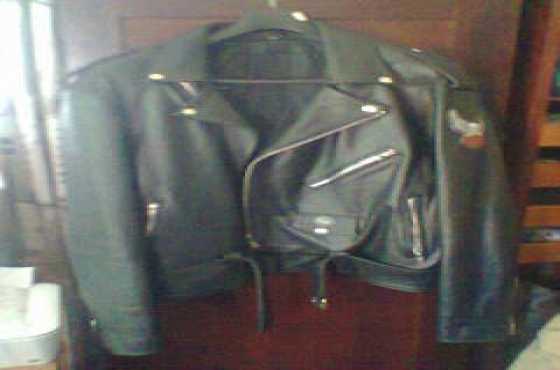 Harley Davidson XL (Size 48) Vintage Black Mens Genuine Leather Jacket Fantastic Condition