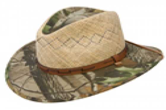 Hat  Headwear - Straw outdoor hat with real tree camo