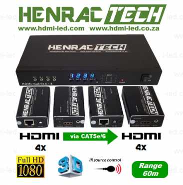 HDMI Matrix Extender 4x4 via CAT, DSTV HD Signal to 4x seperate locations (e.g. bedroom039s)