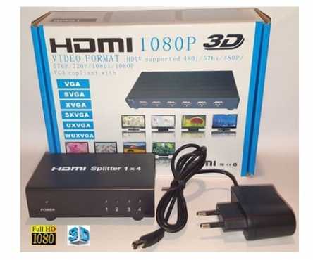 HDMI SPLITTER 1xInput, 4x Out, Full HD, powered 5VDC, v1.4, 3D