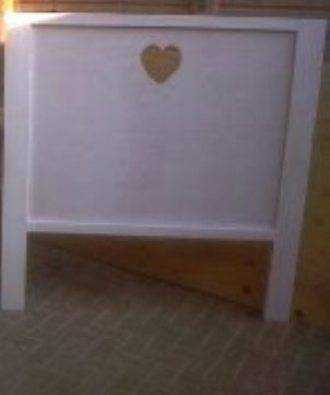 Headboard Double bed Loving heart White washed