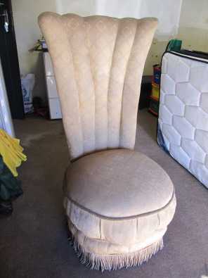 HIGH BACK CHAIR..GOOD CONDITION.Upholstered-Satin