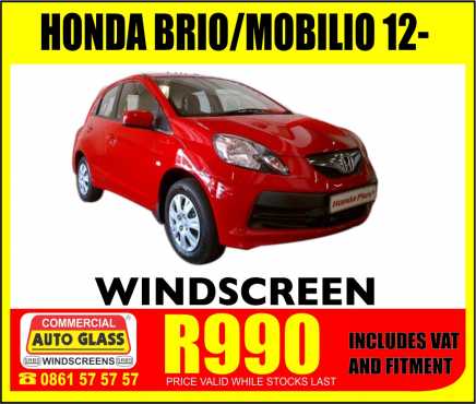 Honda Brio Mobilio 12-windscreen fitted at R990