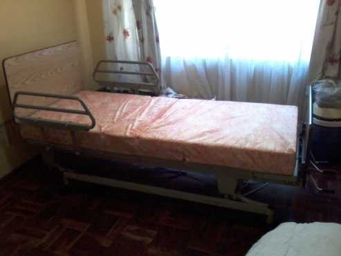 hospital bed and mattress and wheel chair