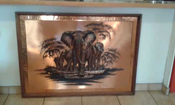 Huge Signed Michele Original, Zimbabwean Solid Copper raised 3D African Elephant