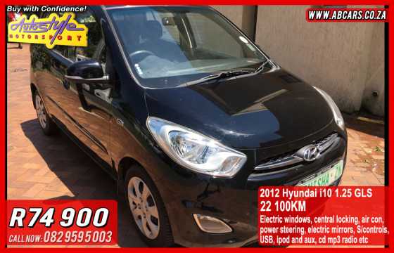 Hyundai i10 1.25 GLS 2012 model 22100km Electric windows, central locking, air con, power steering,