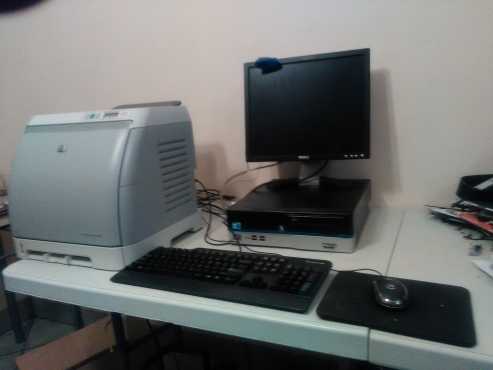 I5 Mecer complete desktop and hp laserjet colour printer