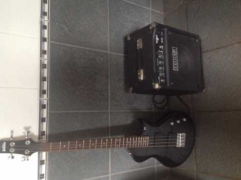 Ibanez bass guitar and Fender rumble amplifier