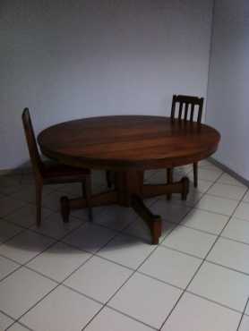 Imbuya antique table and two chairs