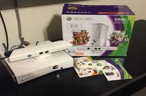 In Box, Like Brandnew Superslimeline Xbox 360 Pearl White Edition with Pearl Kinect amp 5 Kinect games