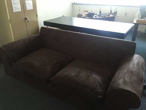 In pristine condition Large 2 seater dark brown leathery Suede Coricraft Couch for sale...