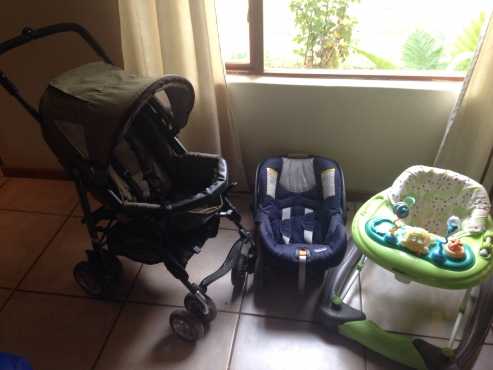 Infant-toddler pram, walker and car seat