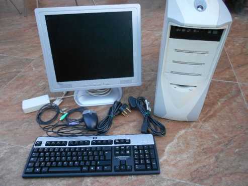 Intel Celeron desktop PC with flat screen monitor