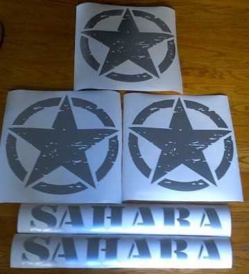 Jeep Wrangler Sahara Rubicon decals stickers