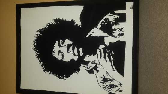 Jimi hendrix canvas painting on wood frame