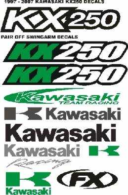 Kawasaki KX 250 decals stickers graphics sets