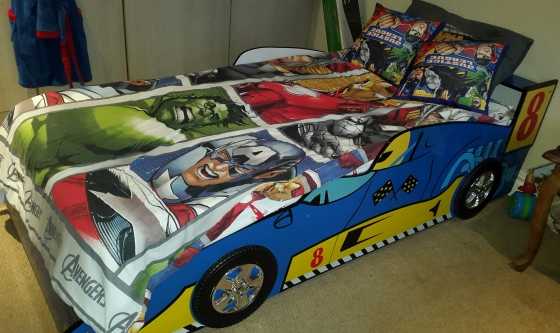 Kids Blue Racing Car Bed for sale