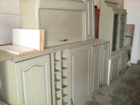 kitchen-Green painted Wall Units