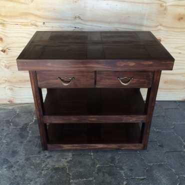 Kitchen Island Farmhouse series 1000 with 2 drawers mobile stained