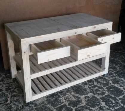 Kitchen Island Farmhouse series 1340 mobile with drawers Raw