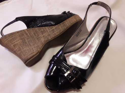 Ladies Black leather Wedges for Sale  S13