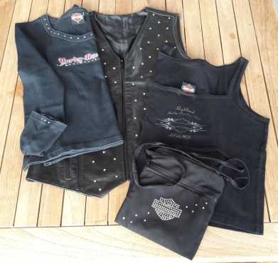 LADY BIKER LEATHER WAISTCOAT AND OTHER GEAR