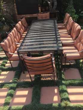 Large 10 seater steel patio table