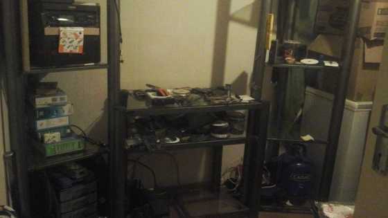 Large 3 piece steel tv stand for sale