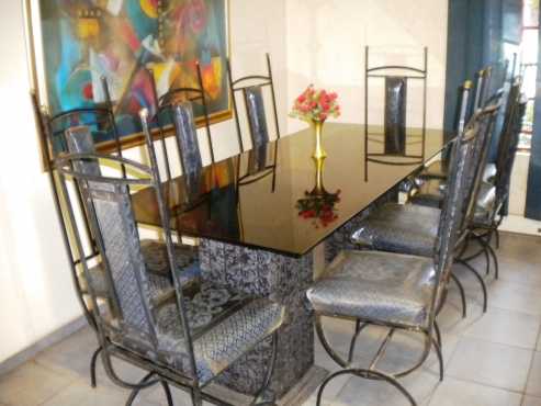 Large glass table dining room set -  10 seater