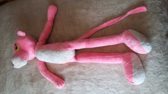 Large Pink panther fluffy toy.