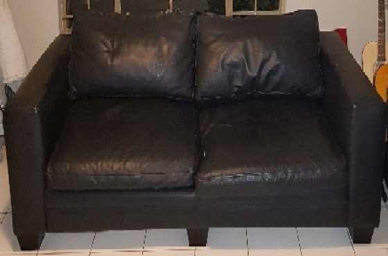 Leather Mission Black 3 seater sofa