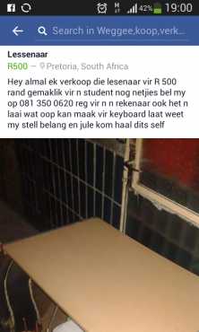 Lesenaar tekoop in pta area moot